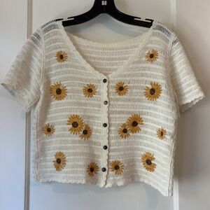 Sunflower crochet knit top